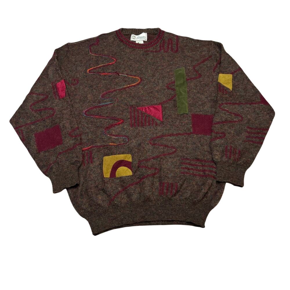 Vintage Bizzarro Sweater Mohair Wool Italian Men's 23x28 Abstract Geometric Art
